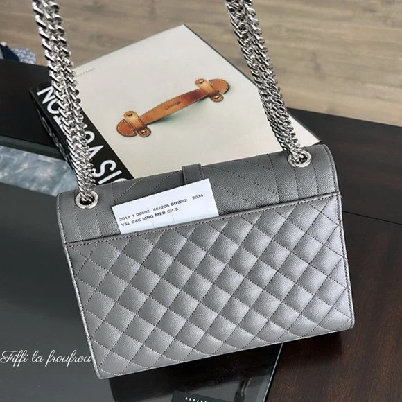 Authentic Yves Saint Laurent Gray envelope medium Bag - Picture 3 of 14